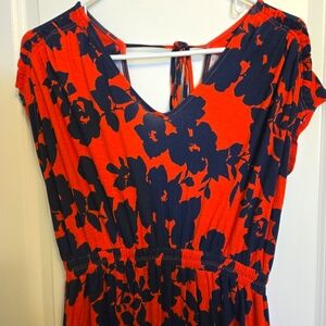 Loft Ann Taylor Red floral print dress size Small
